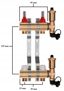 Rozdzielacz do ogrzewania podłogowego C.O 2 + ZŁĄCZKI PEX