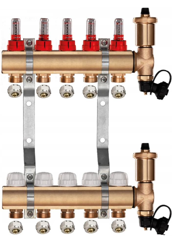 Rozdzielacz do ogrzewania podłogowego C.O 5 + ZŁĄCZKI PEX