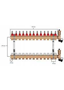 Rozdzielacz do ogrzewania podłogowego C.O 13 + ZŁĄCZKI PEX