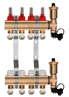 Rozdzielacz mosiężny do podłogówki 4 z GRUPĄ POMPOWĄ WILO + ZŁĄCZKI PEX