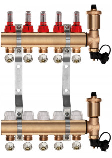 Rozdzielacz mosiężny do podłogówki 5 z GRUPĄ POMPOWĄ WILO + ZŁĄCZKI PEX