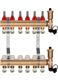 Rozdzielacz mosiężny do podłogówki 6 z GRUPĄ POMPOWĄ WILO + ZŁĄCZKI PEX