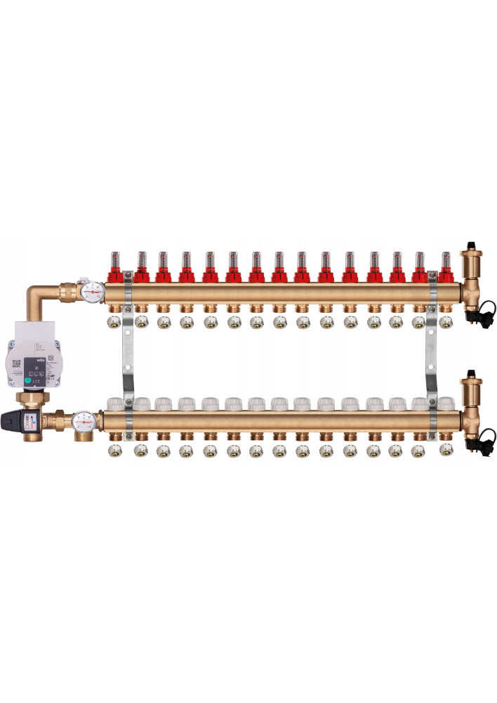 Rozdzielacz mosiężny do podłogówki 15 z GRUPĄ POMPOWĄ WILO + ZŁĄCZKI PEX