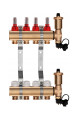 Rozdzielacz mosiężny do podłogówki 4 sekcje ogrzewania + Skrzynka podtynkowa