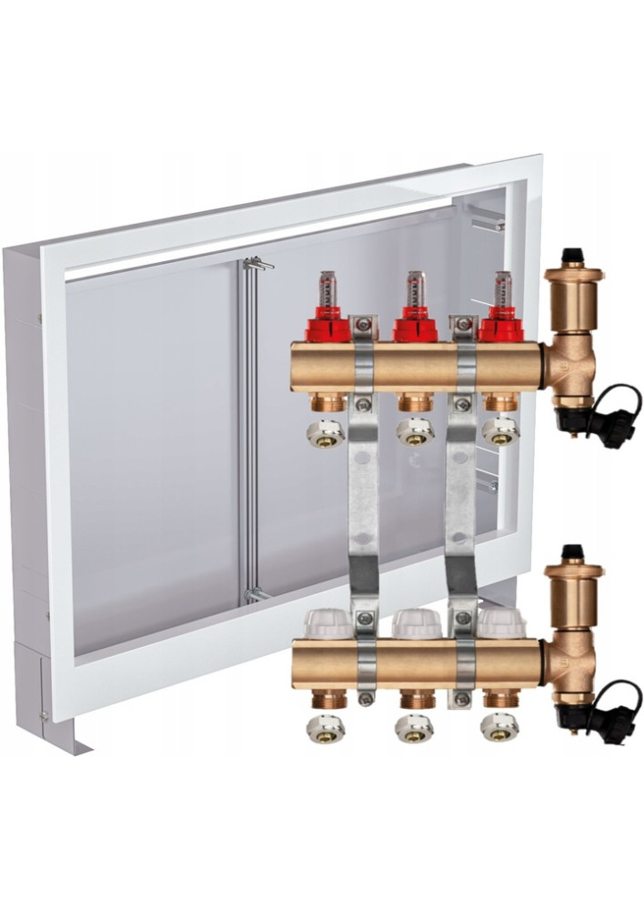 Rozdzielacz do ogrzewania podłogowego C.O 3 + ZŁĄCZKI PEX + SKRZYNKA PODTYNKOWA