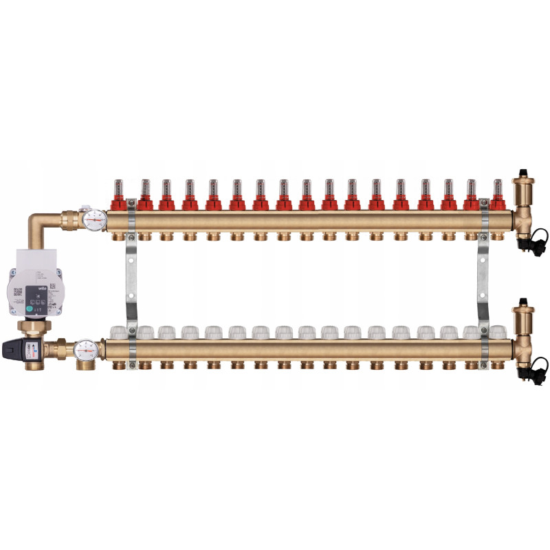 Rozdzielacz Ogrzewania Podłogowego 17-Obwodowy C.O. z grupą pompową WILO
