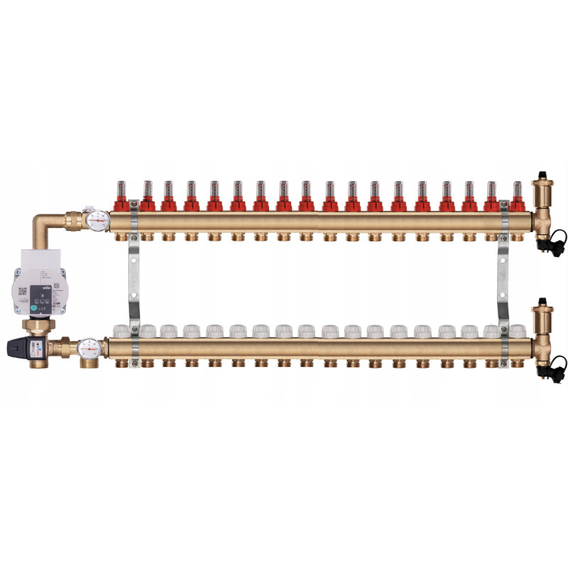 Rozdzielacz Ogrzewania Podłogowego 18-Obwodowy C.O. z grupą pompową WILO