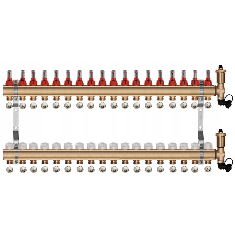 Rozdzielacz do ogrzewania podłogowego C.O 18 + ZŁĄCZKI PEX