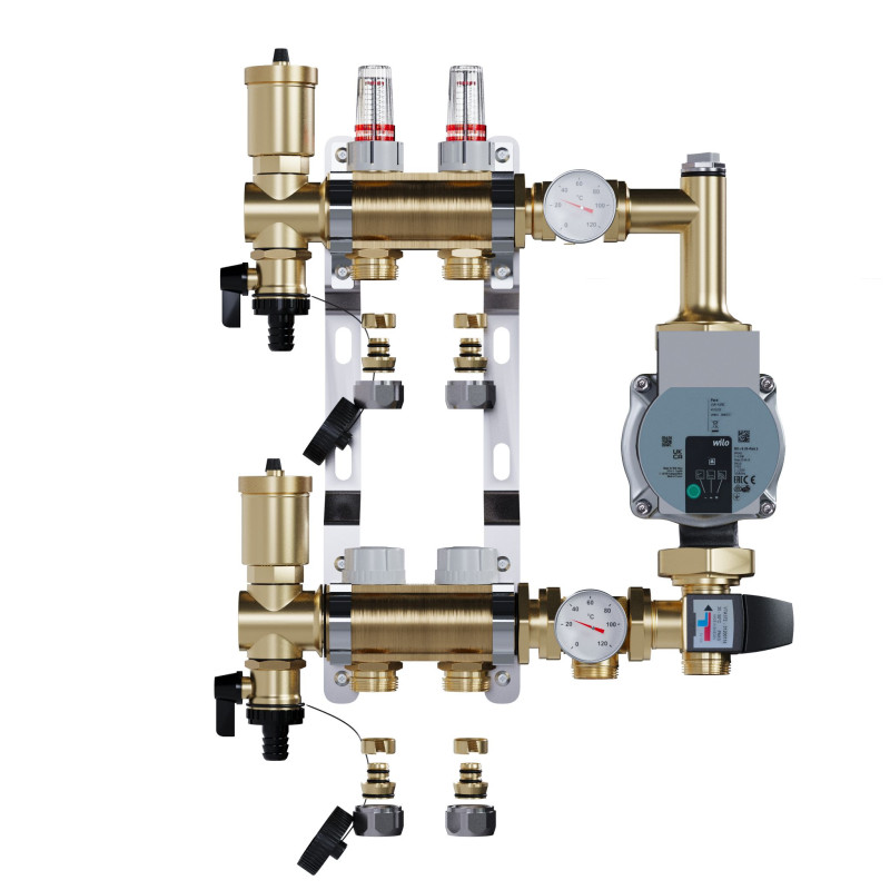 copy of Rozdzielacz mosiężny uzbrojony 2 obwodowy do ogrzewania podłogowego C.O.