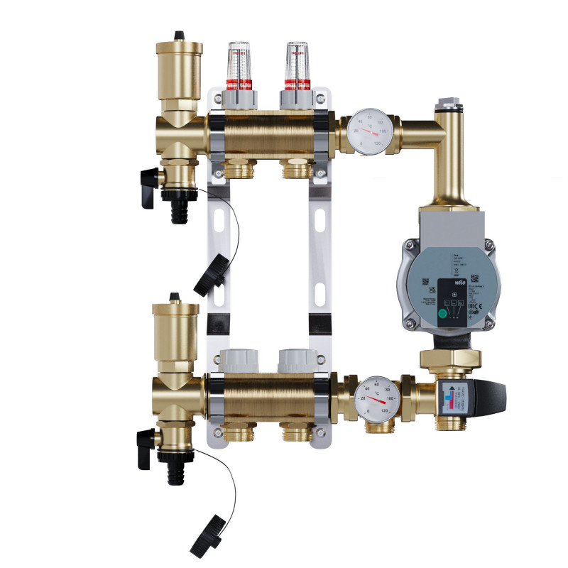 copy of Rozdzielacz mosiężny uzbrojony 2 obwodowy do ogrzewania podłogowego C.O.