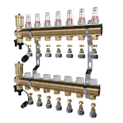 copy of Rozdzielacz mosiężny uzbrojony 2 obwodowy do ogrzewania podłogowego C.O.