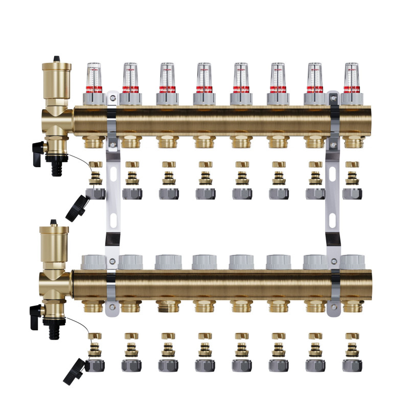copy of Rozdzielacz mosiężny uzbrojony 2 obwodowy do ogrzewania podłogowego C.O.