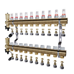 copy of Rozdzielacz mosiężny uzbrojony 2 obwodowy do ogrzewania podłogowego C.O.