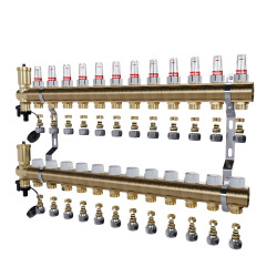 copy of Rozdzielacz mosiężny uzbrojony 2 obwodowy do ogrzewania podłogowego C.O.