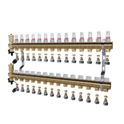 copy of Rozdzielacz mosiężny uzbrojony 2 obwodowy do ogrzewania podłogowego C.O.