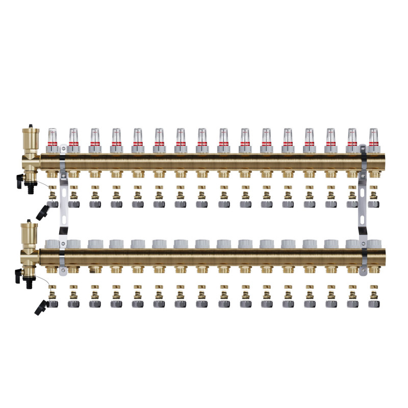 copy of Rozdzielacz mosiężny uzbrojony 2 obwodowy do ogrzewania podłogowego C.O.