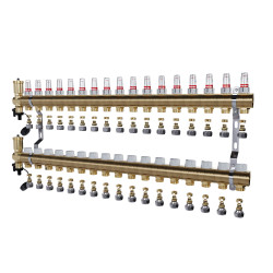 copy of Rozdzielacz mosiężny uzbrojony 2 obwodowy do ogrzewania podłogowego C.O.