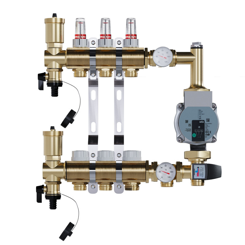 copy of Rozdzielacz mosiężny uzbrojony 2 obwodowy do ogrzewania podłogowego C.O.