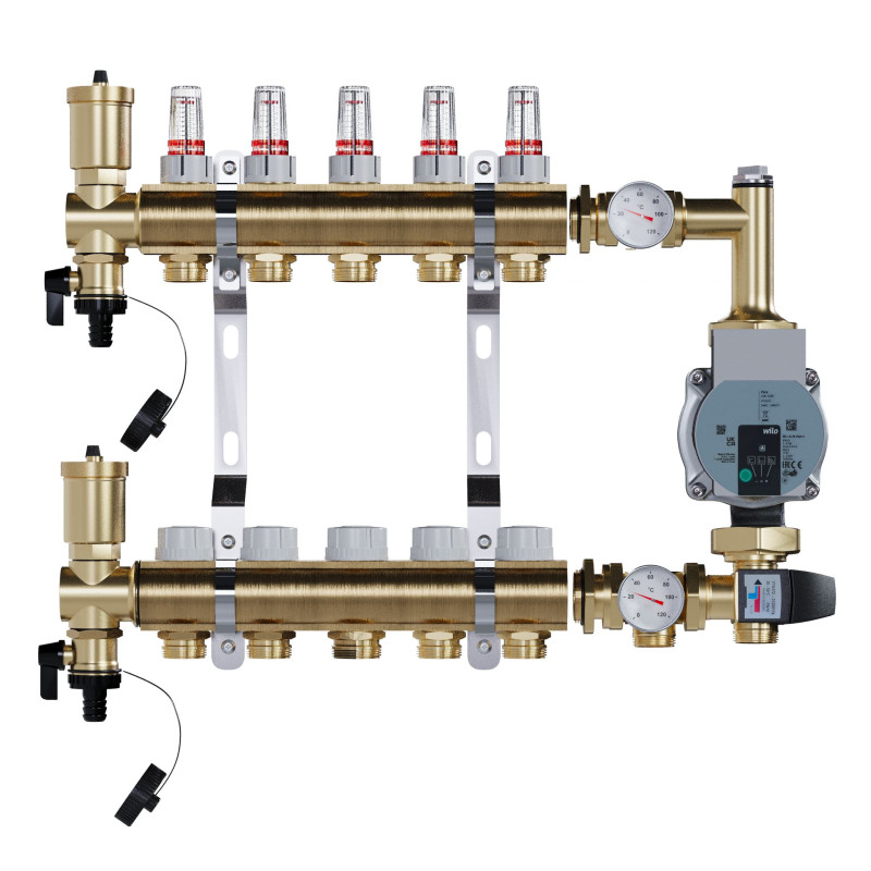 copy of Rozdzielacz mosiężny uzbrojony 2 obwodowy do ogrzewania podłogowego C.O.