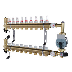 copy of Rozdzielacz mosiężny uzbrojony 2 obwodowy do ogrzewania podłogowego C.O.