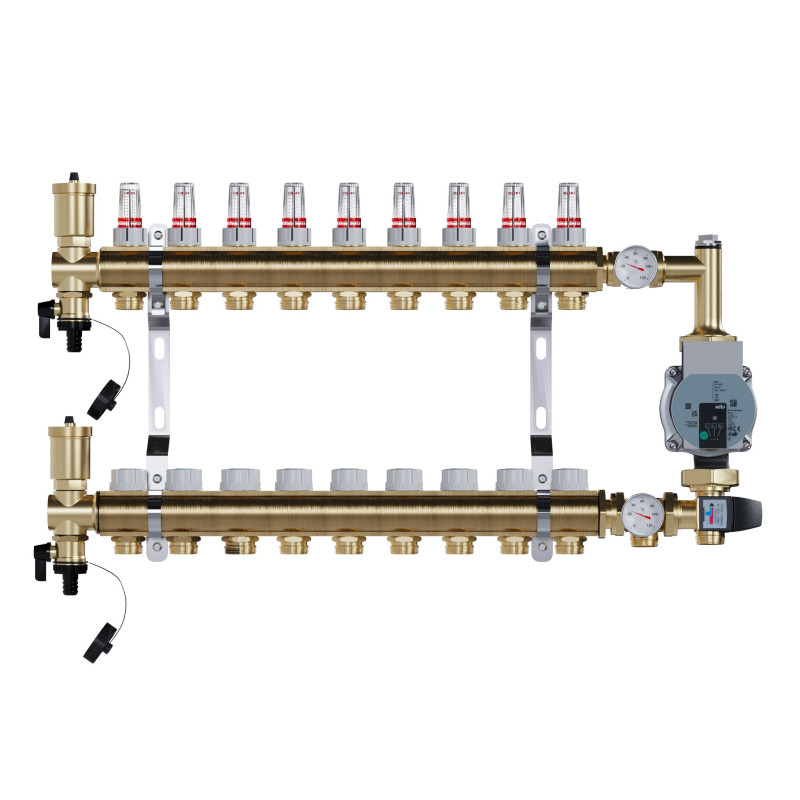 copy of Rozdzielacz mosiężny uzbrojony 2 obwodowy do ogrzewania podłogowego C.O.