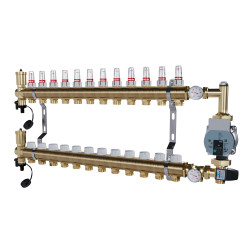 copy of Rozdzielacz mosiężny uzbrojony 2 obwodowy do ogrzewania podłogowego C.O.