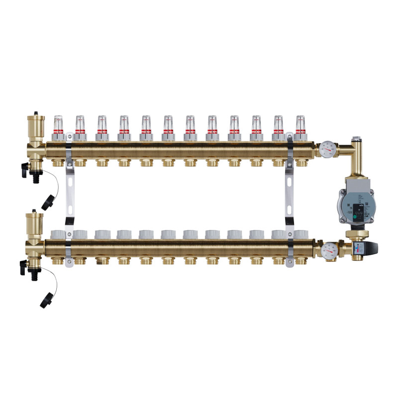 copy of Rozdzielacz mosiężny uzbrojony 2 obwodowy do ogrzewania podłogowego C.O.
