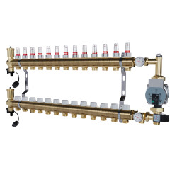 copy of Rozdzielacz mosiężny uzbrojony 2 obwodowy do ogrzewania podłogowego C.O.
