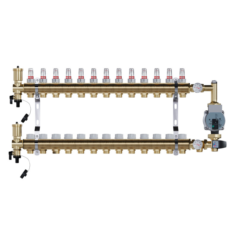 copy of Rozdzielacz mosiężny uzbrojony 2 obwodowy do ogrzewania podłogowego C.O.
