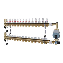 Rozdzielacz mosiężny 14 obwody do C.O. z grupą POMPOWĄ WILO