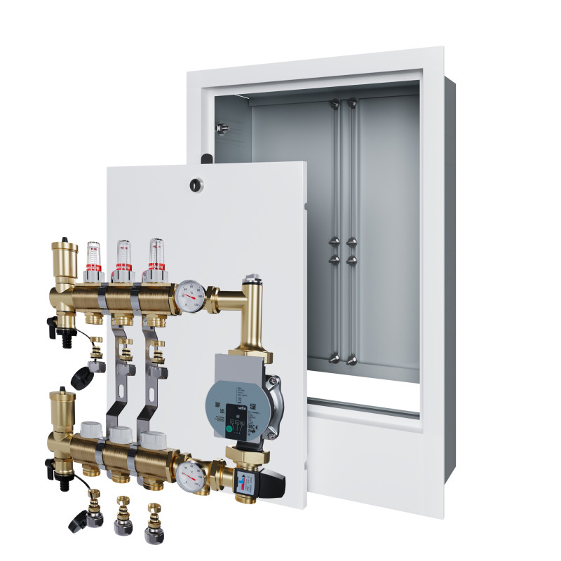 copy of Rozdzielacz mosiężny uzbrojony 2 obwodowy do ogrzewania podłogowego C.O.