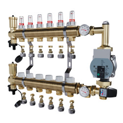 copy of Rozdzielacz mosiężny uzbrojony 2 obwodowy do ogrzewania podłogowego C.O.