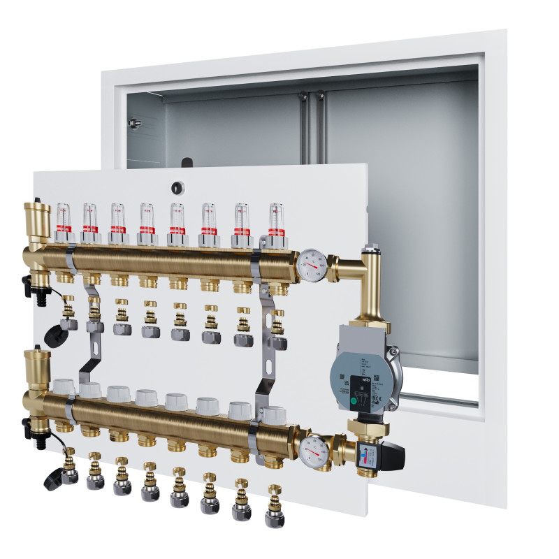 copy of Rozdzielacz mosiężny uzbrojony 2 obwodowy do ogrzewania podłogowego C.O.