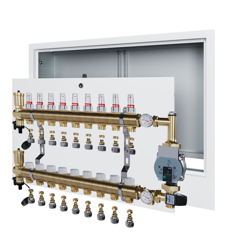 copy of Rozdzielacz mosiężny uzbrojony 2 obwodowy do ogrzewania podłogowego C.O.