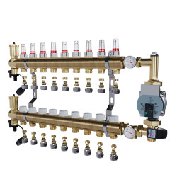 copy of Rozdzielacz mosiężny uzbrojony 2 obwodowy do ogrzewania podłogowego C.O.