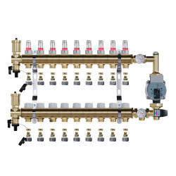 copy of Rozdzielacz mosiężny uzbrojony 2 obwodowy do ogrzewania podłogowego C.O.