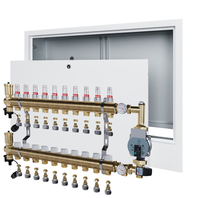 copy of Rozdzielacz mosiężny uzbrojony 2 obwodowy do ogrzewania podłogowego C.O.