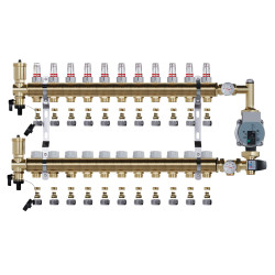 copy of Rozdzielacz mosiężny uzbrojony 2 obwodowy do ogrzewania podłogowego C.O.