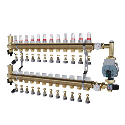 copy of Rozdzielacz mosiężny uzbrojony 2 obwodowy do ogrzewania podłogowego C.O.