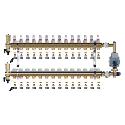 copy of Rozdzielacz mosiężny uzbrojony 2 obwodowy do ogrzewania podłogowego C.O.