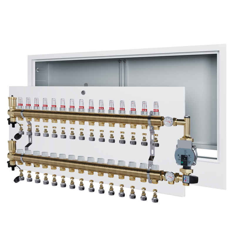 copy of Rozdzielacz mosiężny uzbrojony 2 obwodowy do ogrzewania podłogowego C.O.