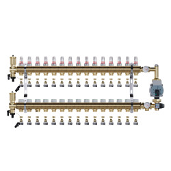 copy of Rozdzielacz mosiężny uzbrojony 2 obwodowy do ogrzewania podłogowego C.O.