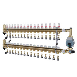 copy of Rozdzielacz mosiężny uzbrojony 2 obwodowy do ogrzewania podłogowego C.O.