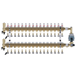copy of Rozdzielacz mosiężny uzbrojony 2 obwodowy do ogrzewania podłogowego C.O.
