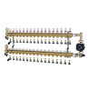 Rozdzielacz mosiężny 17 obwodów do ogrzewania podłogowego ze złączkami PEX i POMPĄ GRUNDFOS