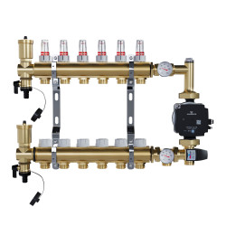 copy of Rozdzielacz mosiężny uzbrojony 2 obwodowy do ogrzewania podłogowego C.O.