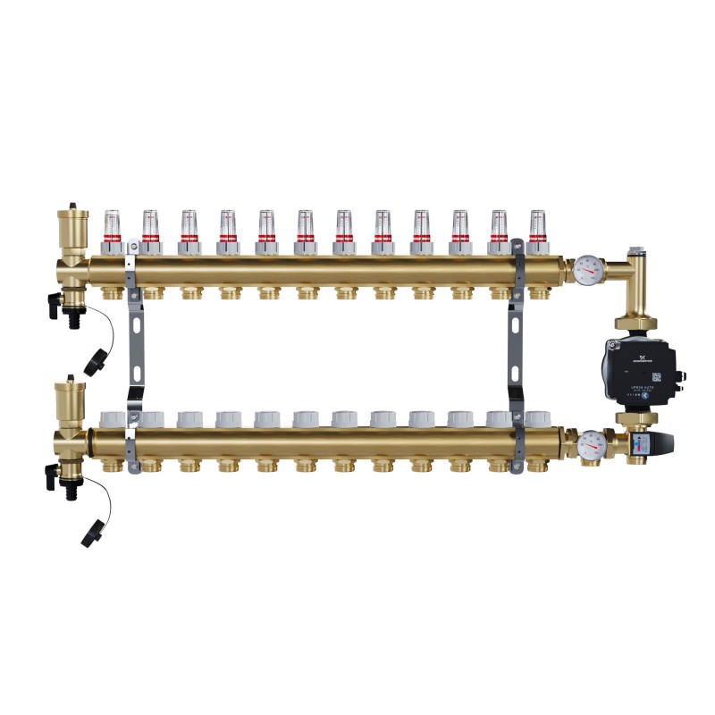 copy of Rozdzielacz mosiężny uzbrojony 2 obwodowy do ogrzewania podłogowego C.O.