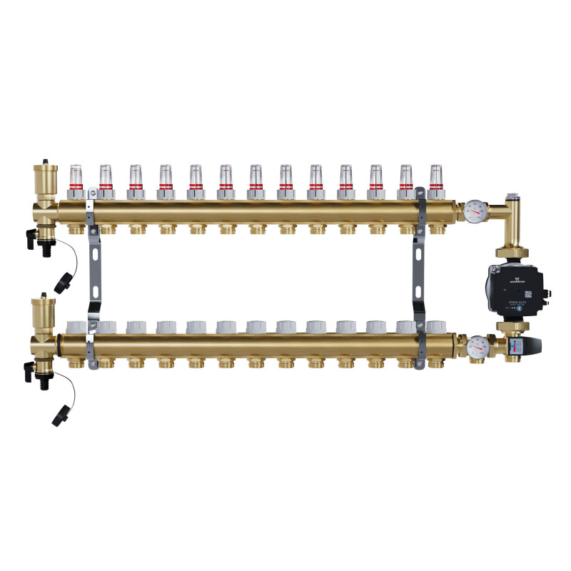 copy of Rozdzielacz mosiężny uzbrojony 2 obwodowy do ogrzewania podłogowego C.O.