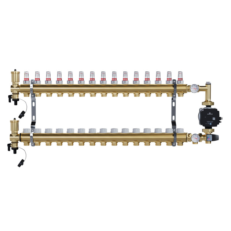 copy of Rozdzielacz mosiężny uzbrojony 2 obwodowy do ogrzewania podłogowego C.O.