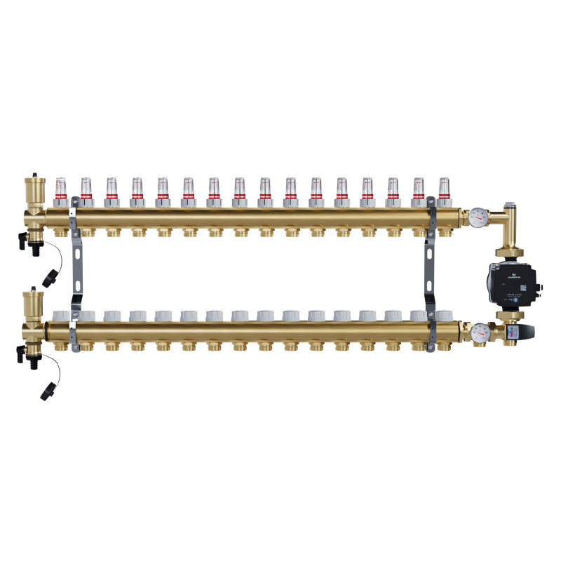 copy of Rozdzielacz mosiężny uzbrojony 2 obwodowy do ogrzewania podłogowego C.O.